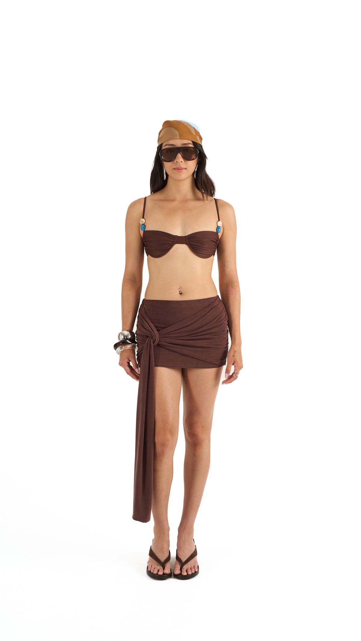 The Gina draped mini skirt - Oolong