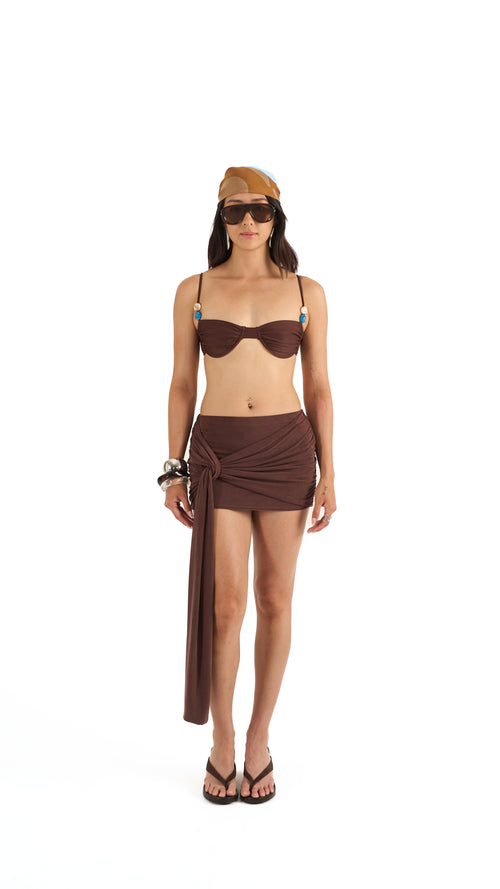 The Gina draped mini skirt - Oolong